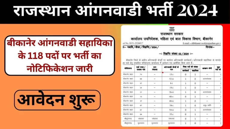 Rajasthan Anganwadi Vacancy 2024 का नोटिफिकेशन जारी