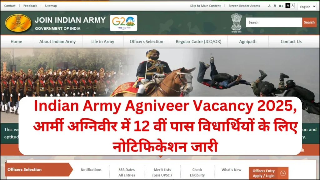 Indian Army Agniveer Vacancy 2025 Notification Released