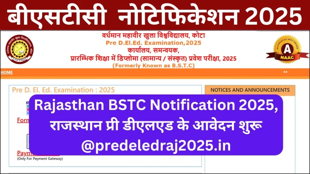 Rajasthan BSTC Notification 2025 Released