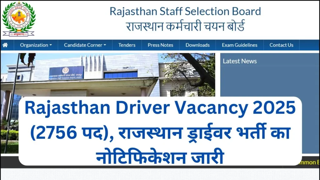 Rajasthan Driver Vacancy 2025 Notification Released