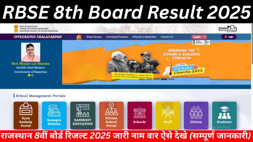 Rajasthan 8th Board Result 2025 release